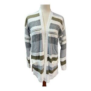 Pink Clover Color Blocked Striped Cardigan~Size Small~Grey/Olive~Stitch Fix NWT